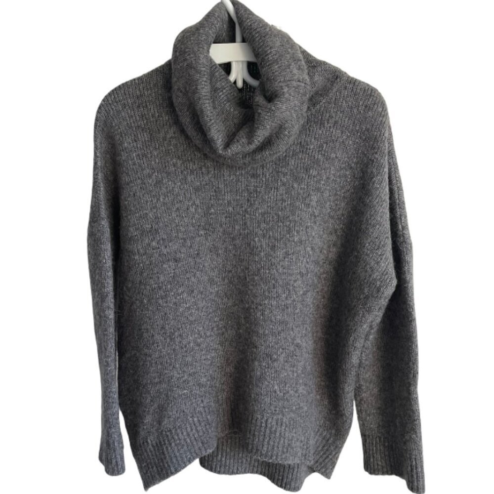 H&M Gray Turtle Neck Baggy Oversized Sweater High Low Wool Blend Women's Large